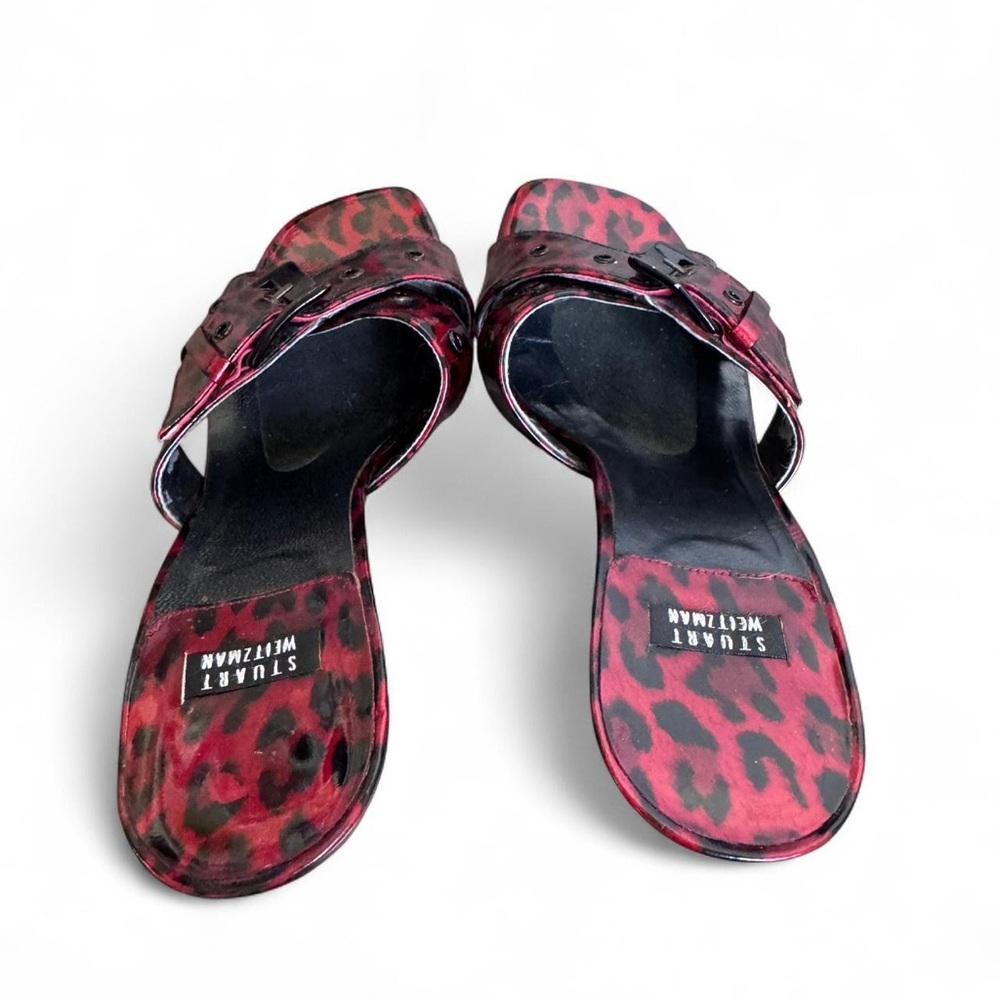 Stuart Weitzman Red Leopard Print Sandals - Picture 4 of 8